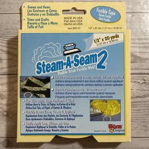 Steam-A-Seam 2‎ Double Stick Fusible Web Tape Seams & Hems .5"x20yd NEW